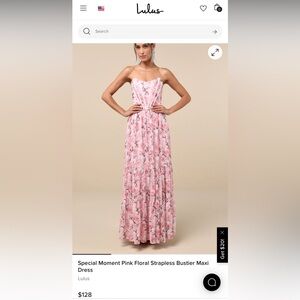 Floral Pink Strapless Maxi Dress